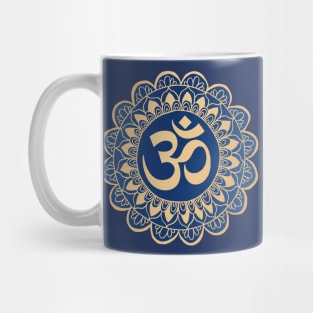 Blue and Gold Ohm Mandala Mug